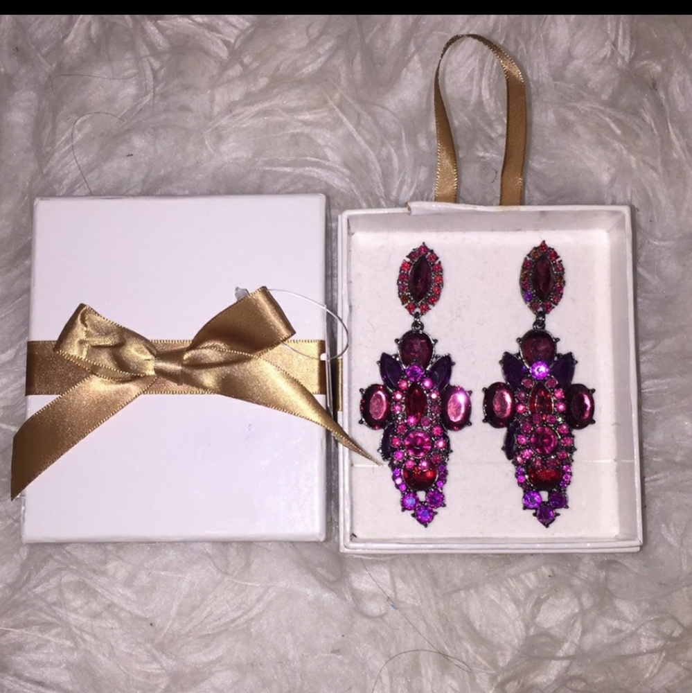 Dazzling fuschia bling earrings gift set-2 for 1!
